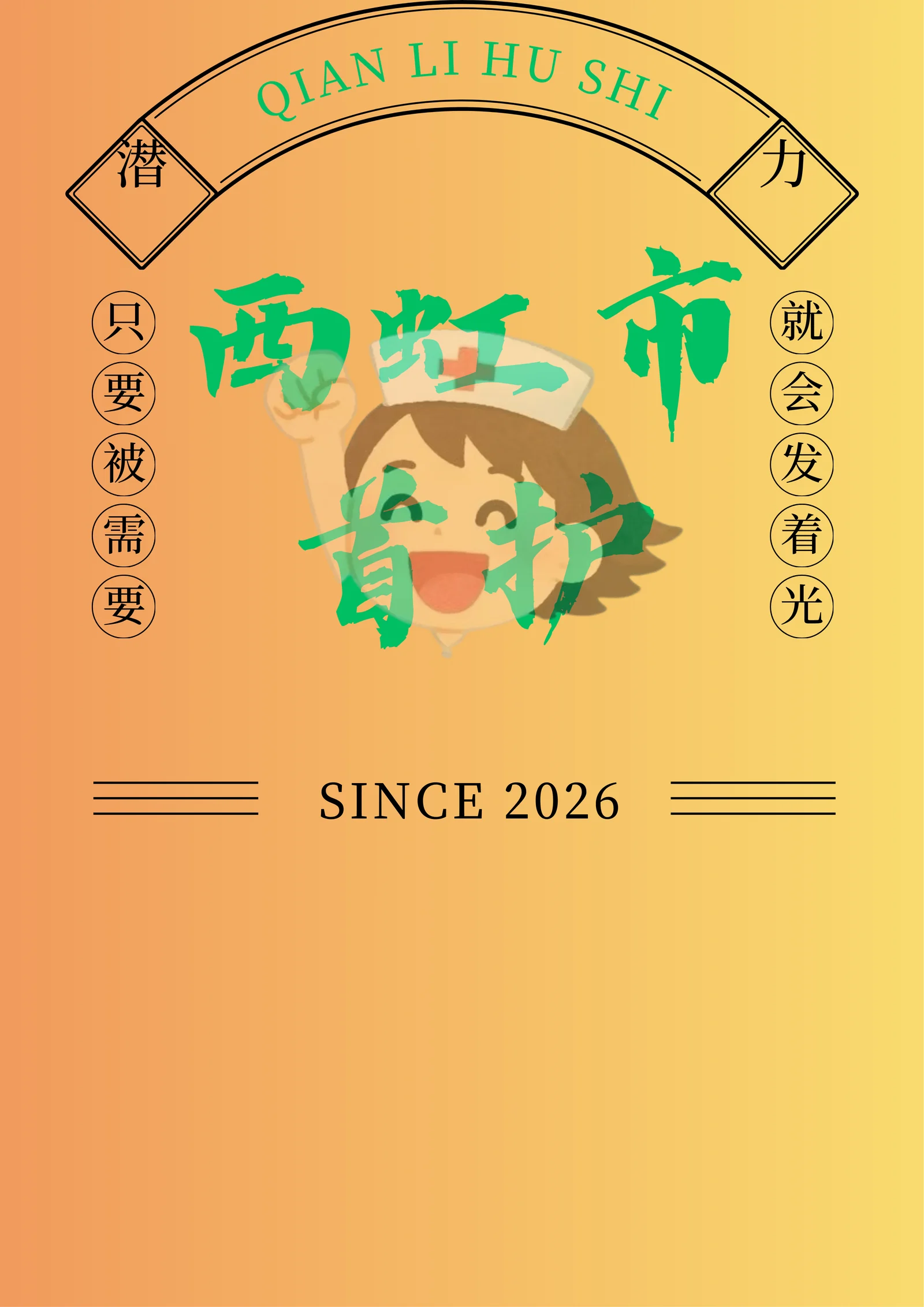 潜力护士招牌海报，包含五位可点击的护理主题人物